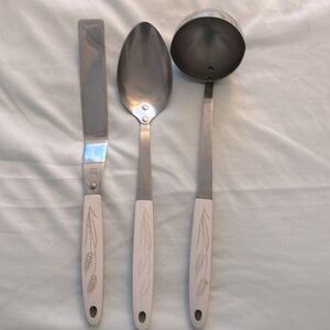 Vintage Utensil Set with Wheat Design - Stainless Spoon,Ladle,Spreader